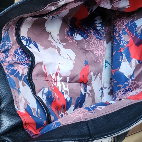 Stella & Dot Black Leather Purse Shoulder Bag Snakeskin Detail Sides - Picture 12 of 17